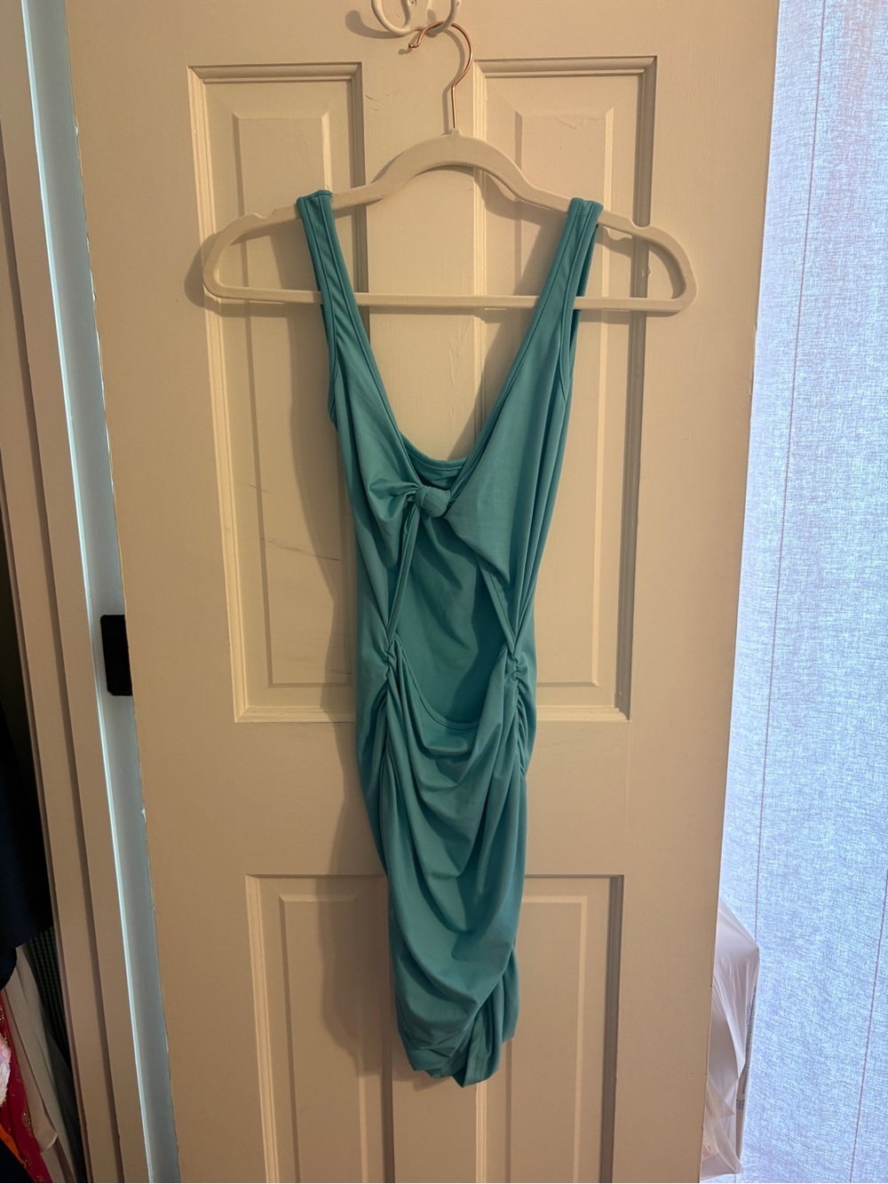 Sleek Draped Teal Bodycon Dress